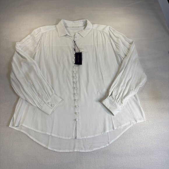 Lascana White Blouse Size 8 Balloon Long Sleeve - Picture 1 of 12